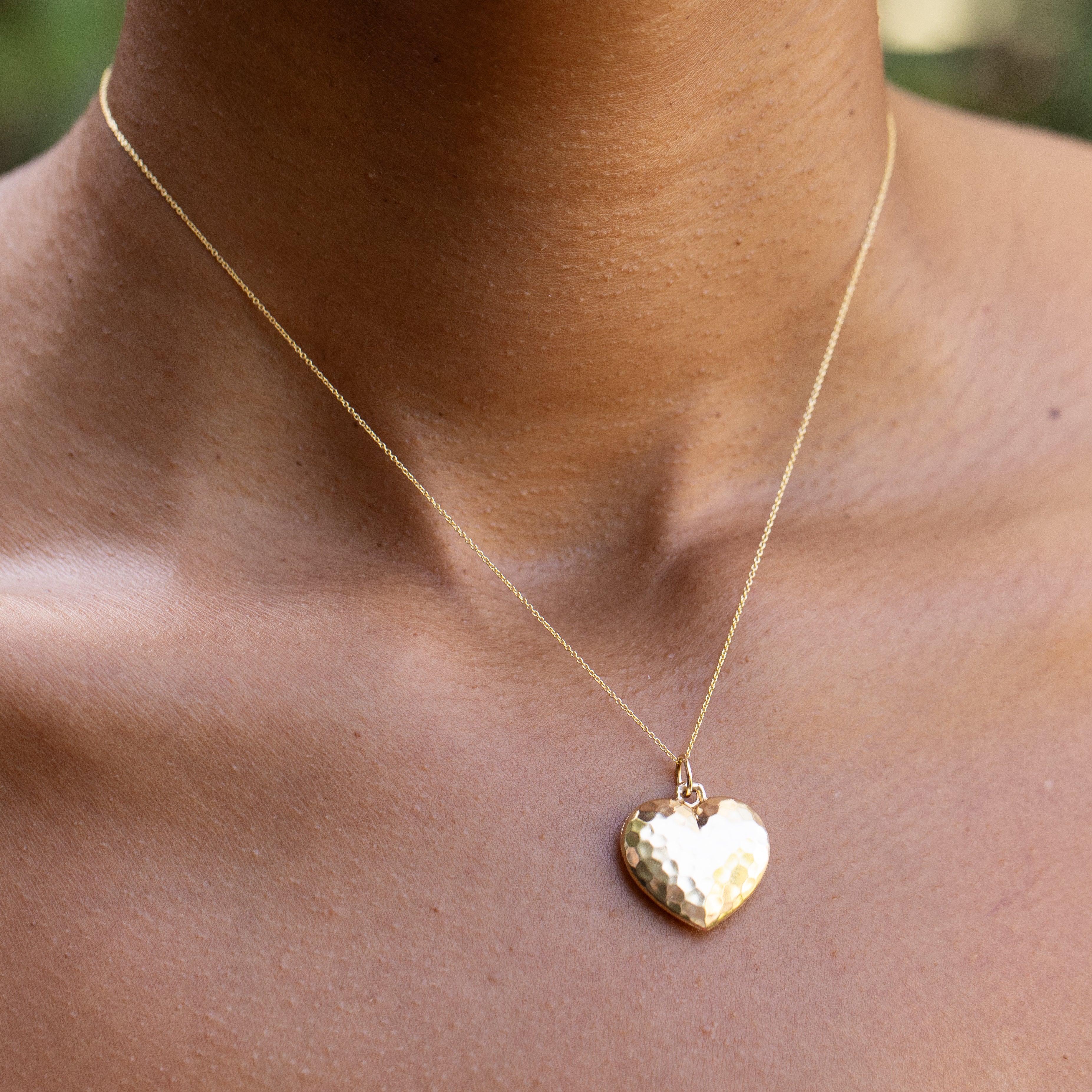 Large Hammered 14K Gold Heart Charm