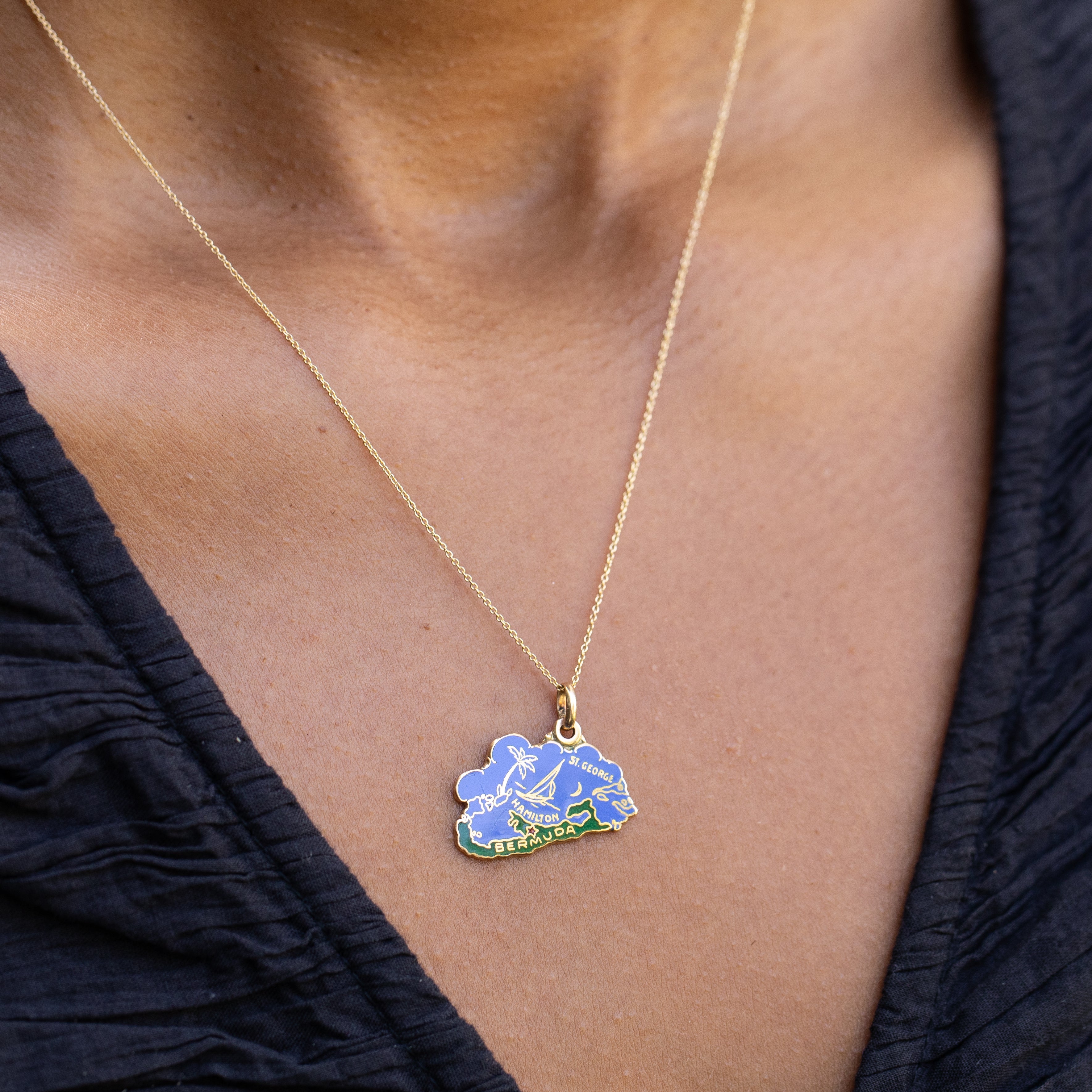 Bermuda 14k Gold and Enamel Charm
