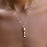 Large Cornicello 14k Gold Charm