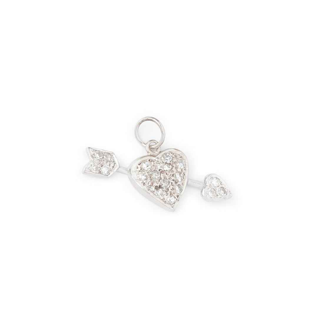 Diamond And White Gold Heart and Arrow Charm