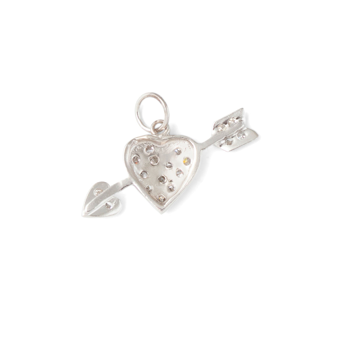 Diamond And White Gold Heart and Arrow Charm