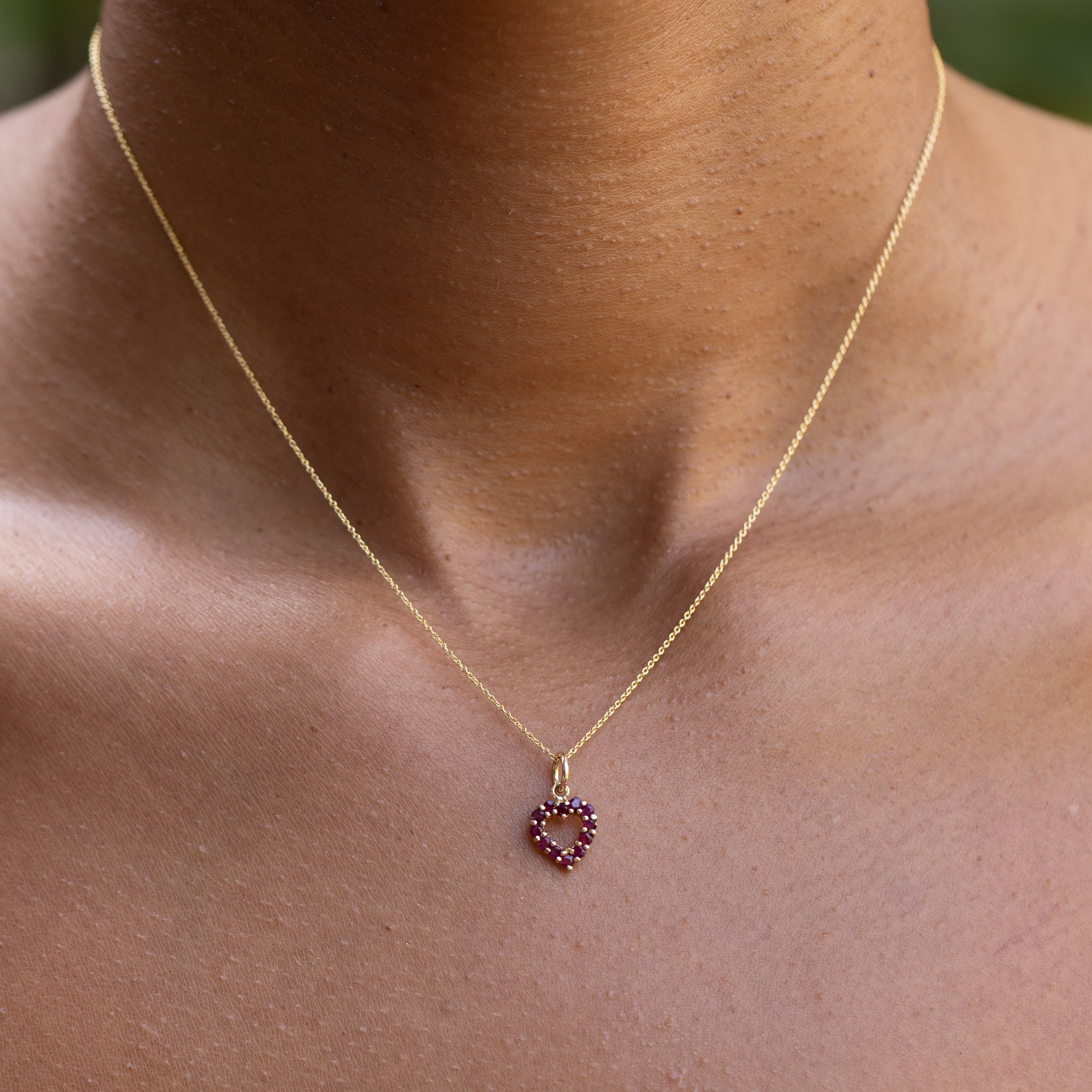 Petite Pink Sapphire Heart and 14K Gold Charm