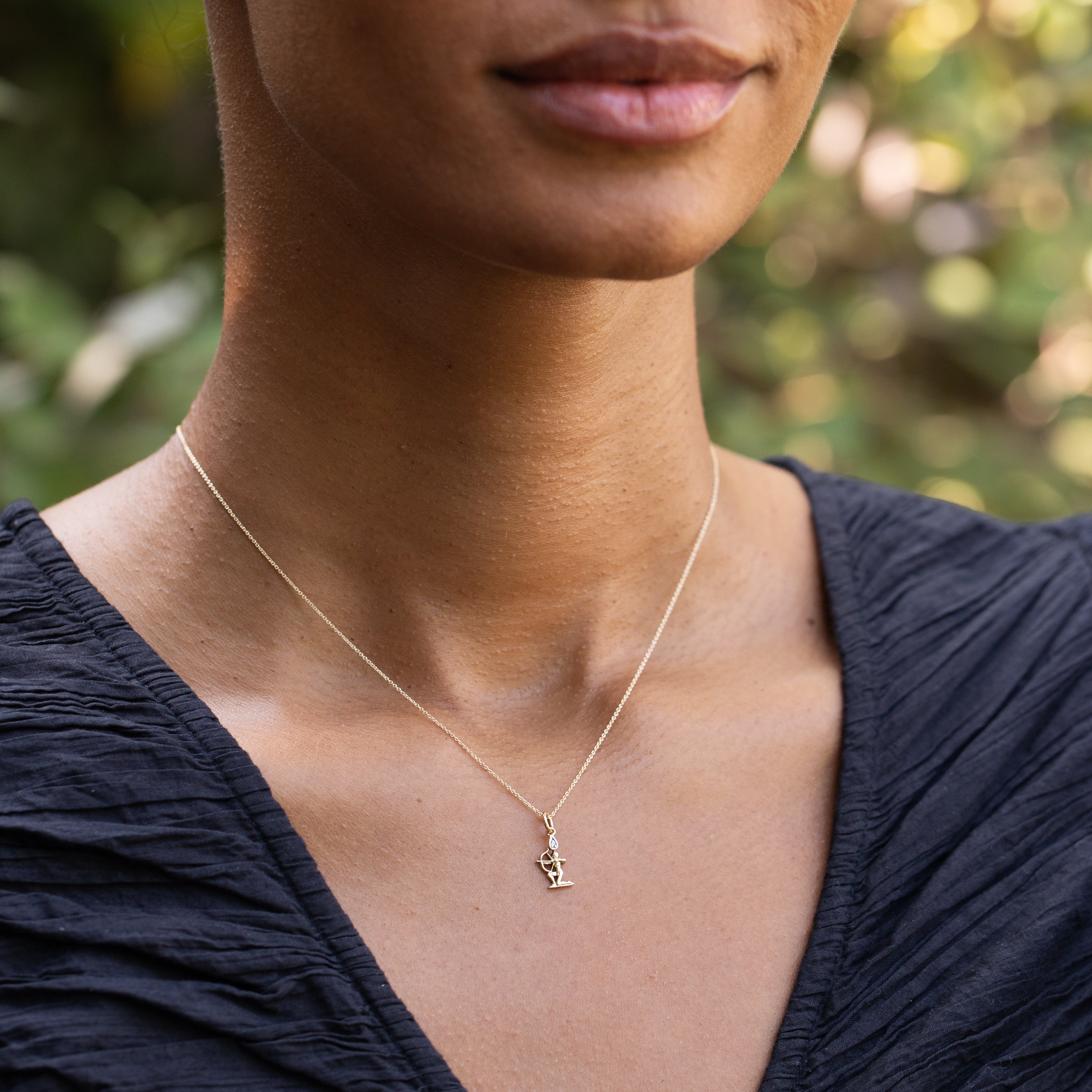Petite Sagittarius 14k Gold and Diamond Zodiac Charm