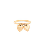 Double Heart 14K Gold Charm Ring
