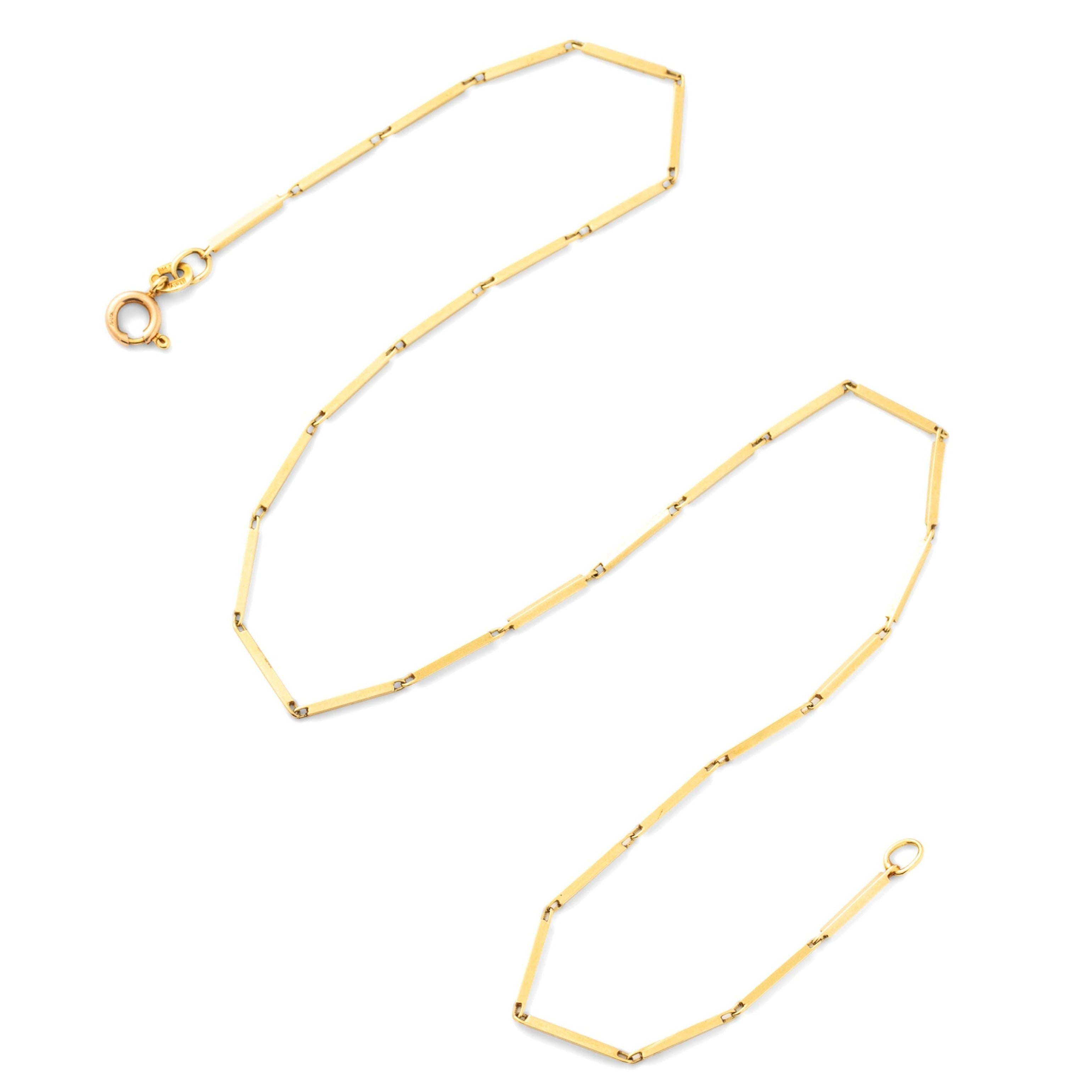 Italian Bar Link 14K Gold 15" Chain Necklace