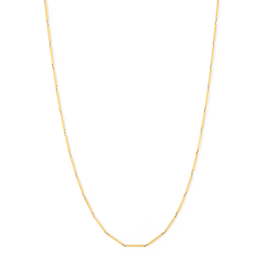 Italian Bar Link 14K Gold 15" Chain Necklace