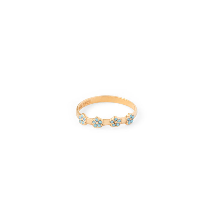 Forget-Me-Not Enamel and 10K Gold Ring Charm