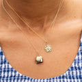 Enamel Flower and 14K Gold Bell Charm