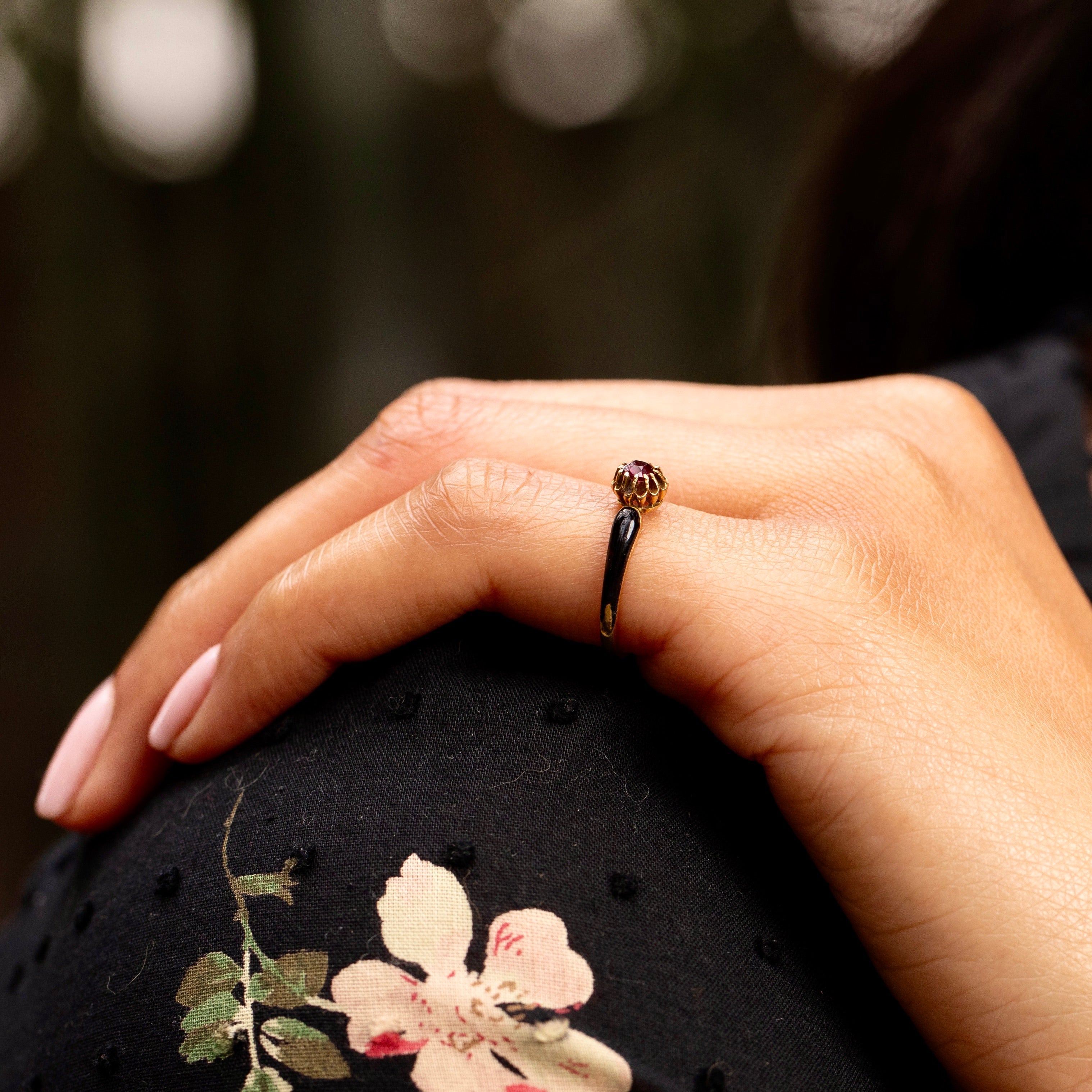 Victorian Ruby, Enamel, and 18K Gold Ring