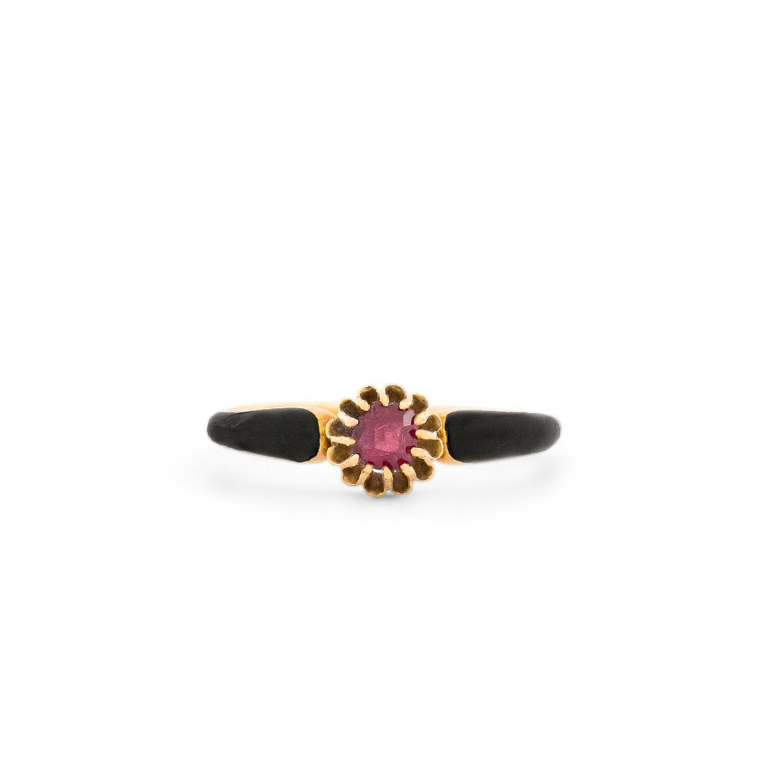 Victorian Ruby, Enamel, and 18K Gold Ring