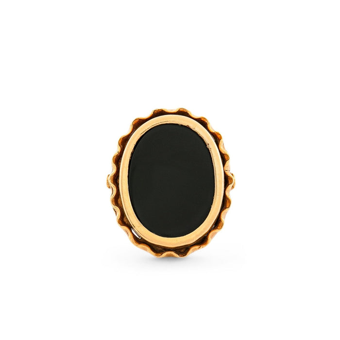 Onyx and 18K Scalloped Gold Ring