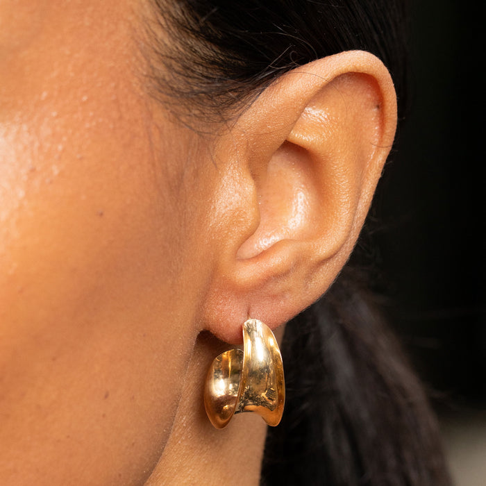 14k Gold Stud Hoop Earrings