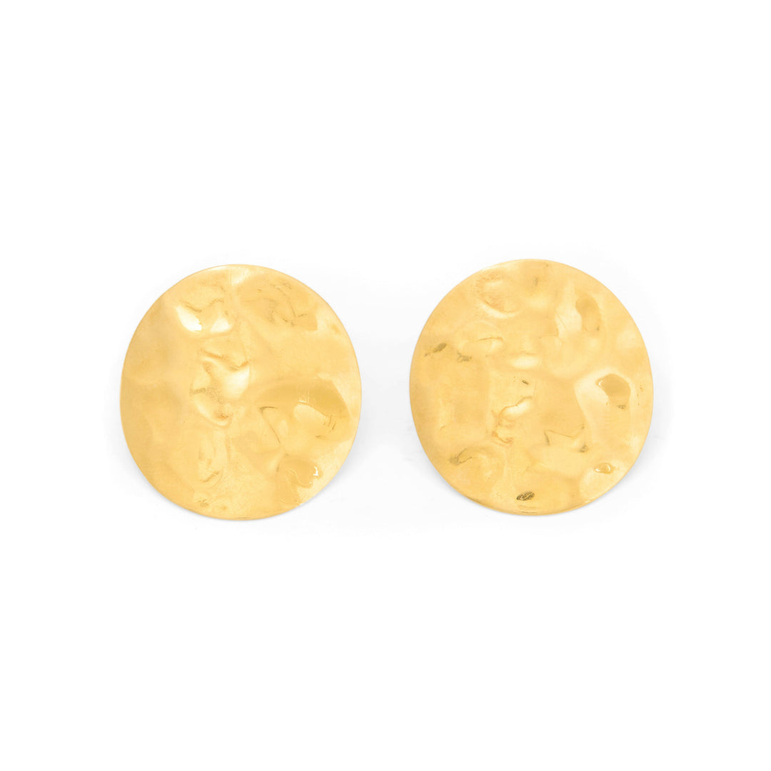 Hammered 14K Gold Large Disc Earrings