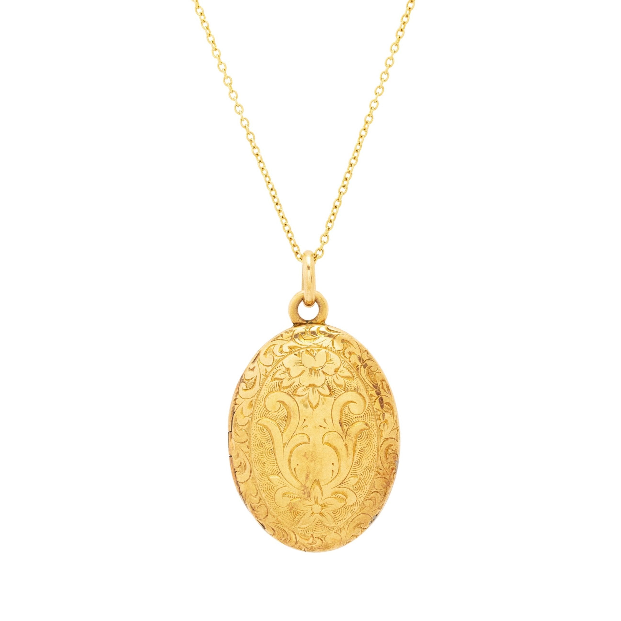 Victorian Engraved 10K Gold Oval Locket