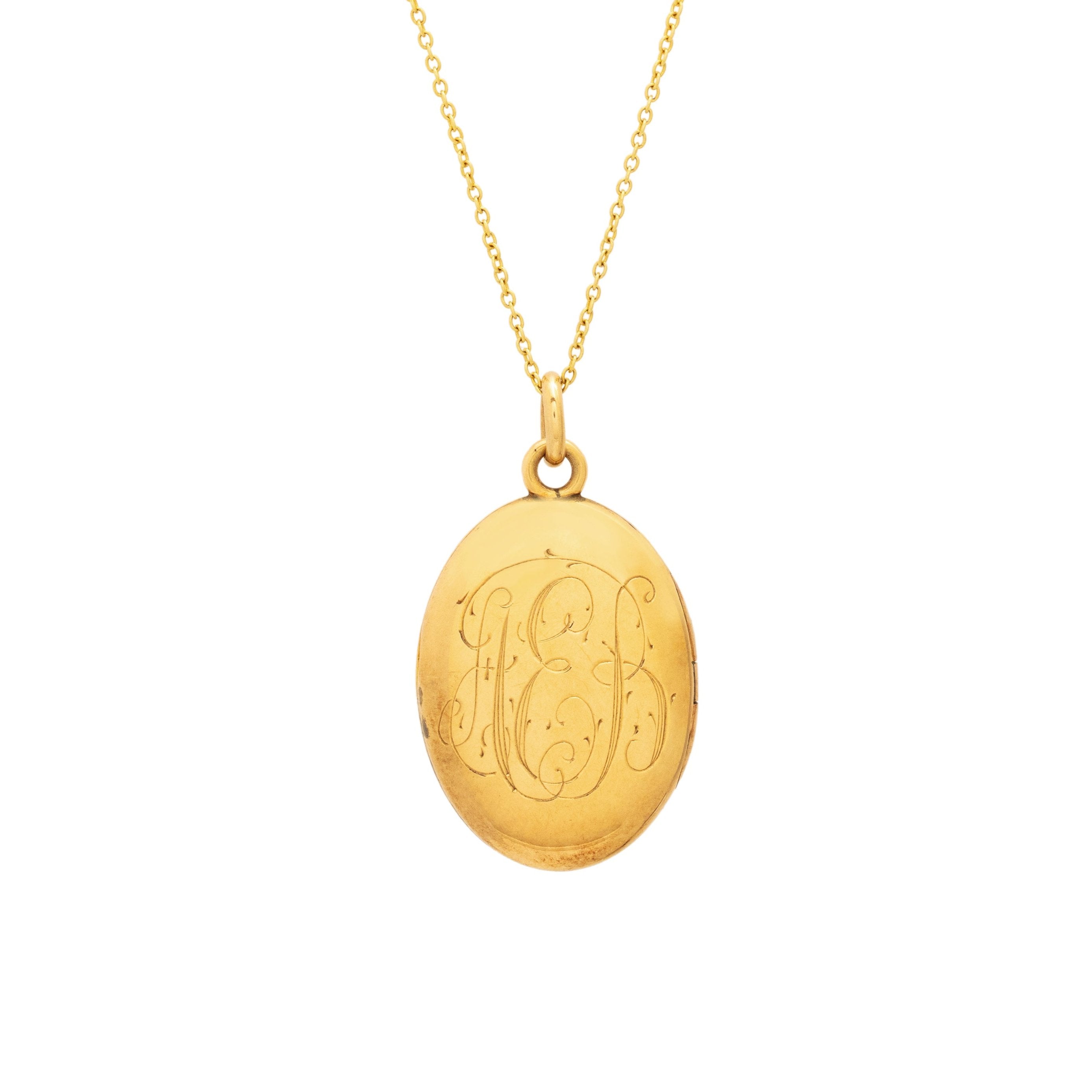 Victorian Engraved 10K Gold Oval Locket