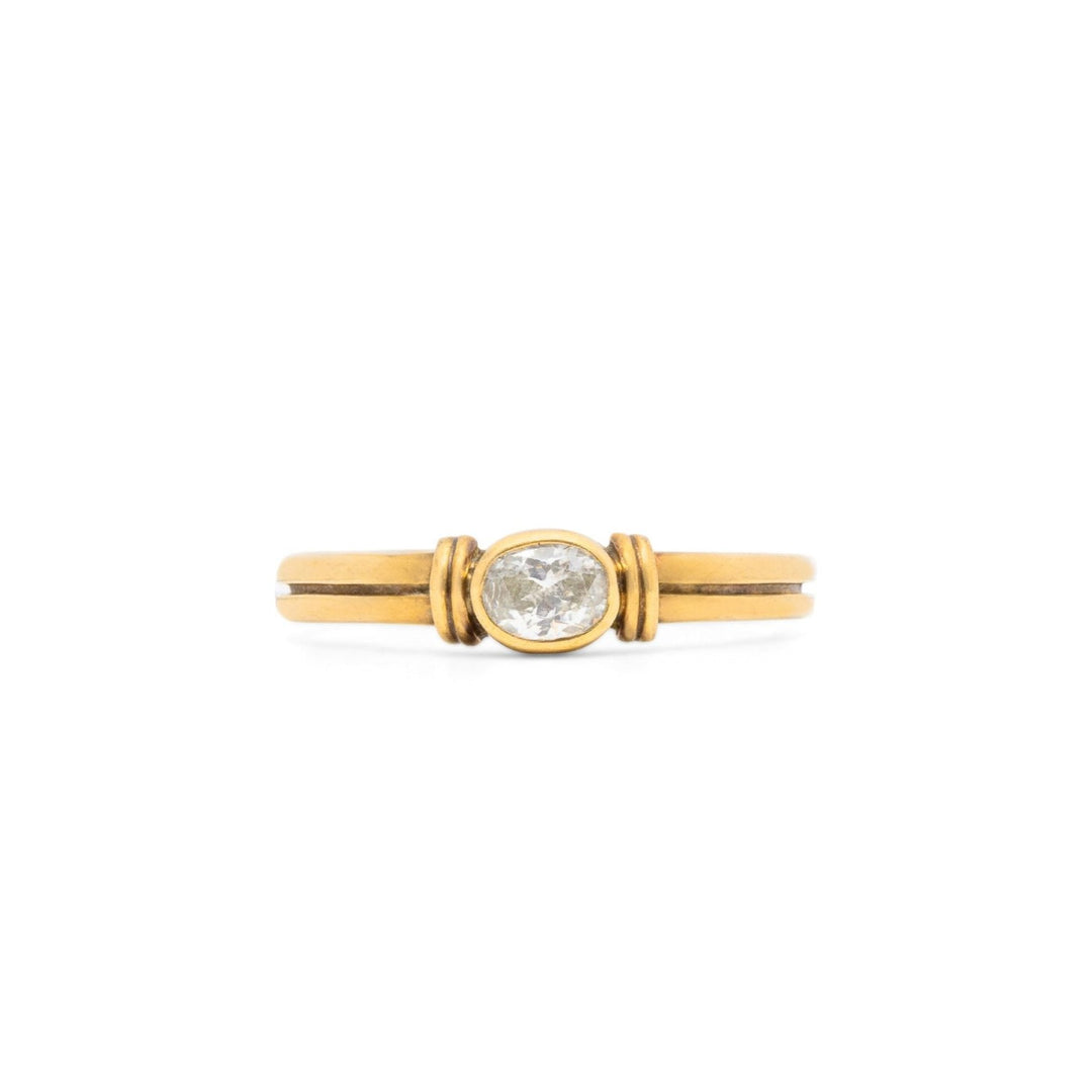 Victorian Old Mine Cut Diamond and 8k Gold Solitaire Ring