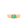Emerald Cabochon and 14K Gold Ring