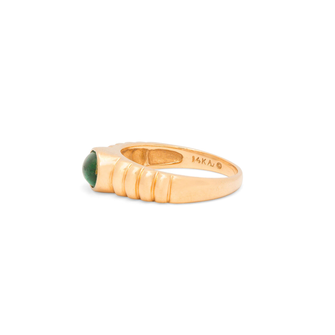 Emerald Cabochon and 14K Gold Ring