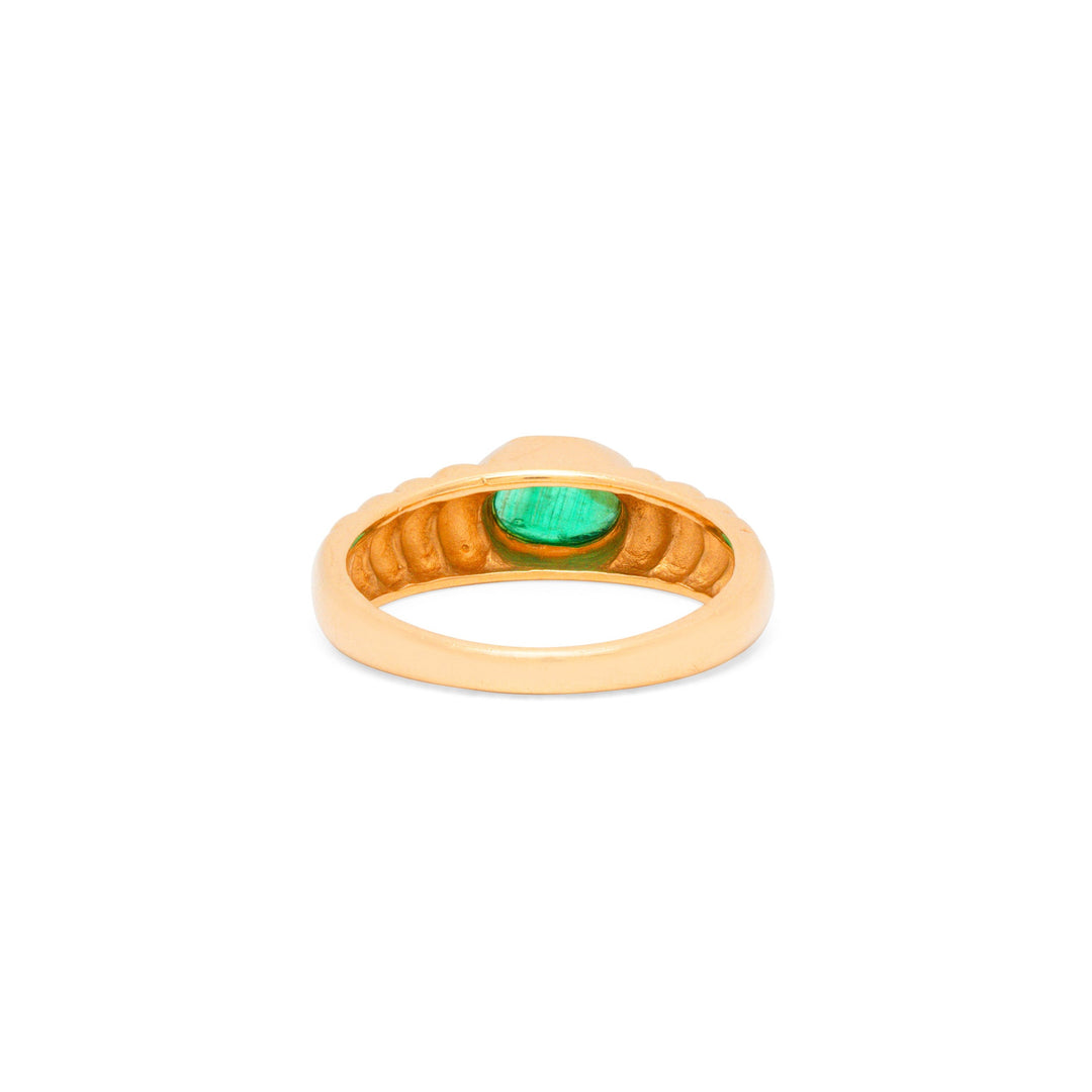 Emerald Cabochon and 14K Gold Ring