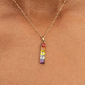 Rainbow Stone and 14K Gold Bar Charm