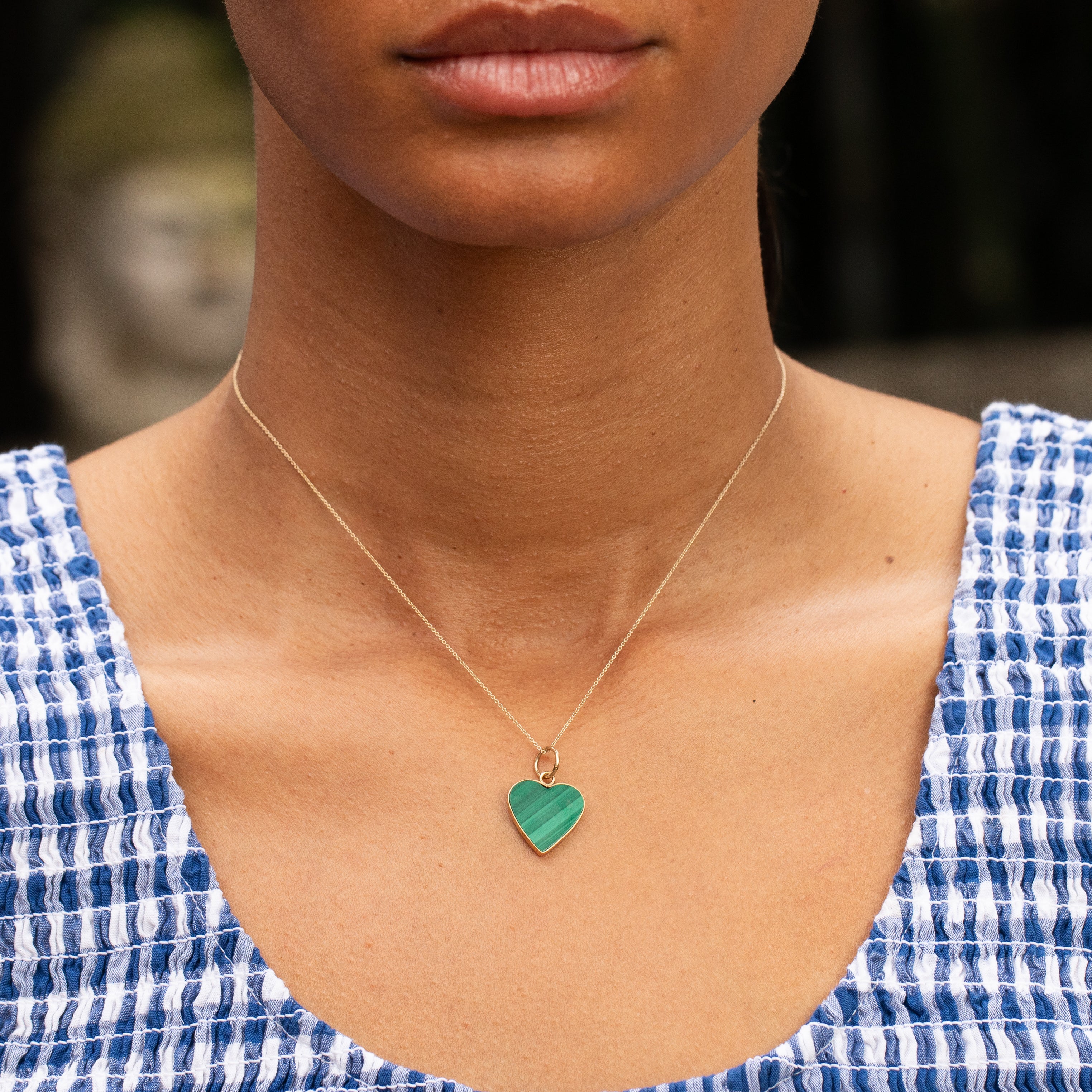 Malachite and 14k Gold Heart Shaped Charm