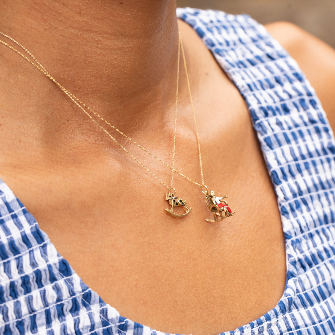 Woman In Rocking Chair 14k Gold And Enamel Charm