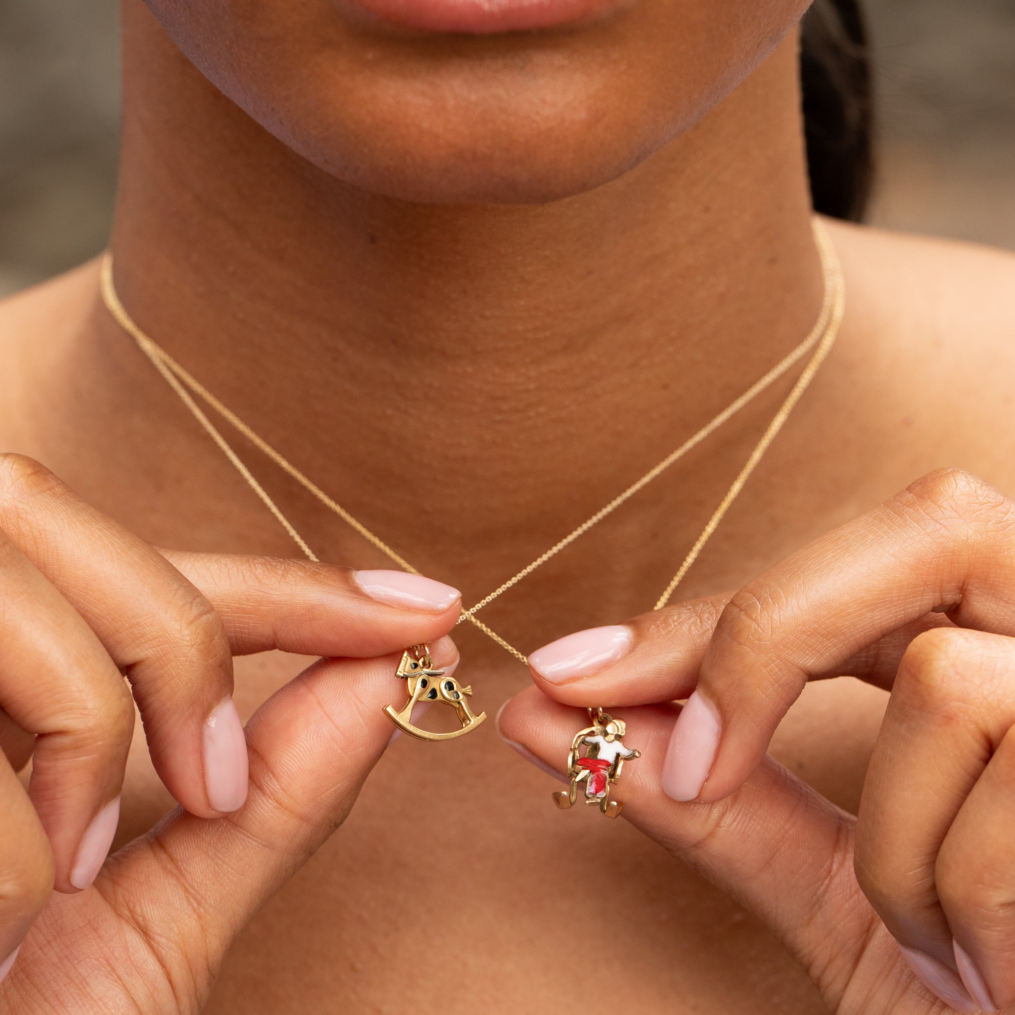 Woman In Rocking Chair 14k Gold And Enamel Charm