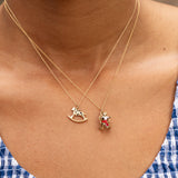 Woman In Rocking Chair 14k Gold And Enamel Charm