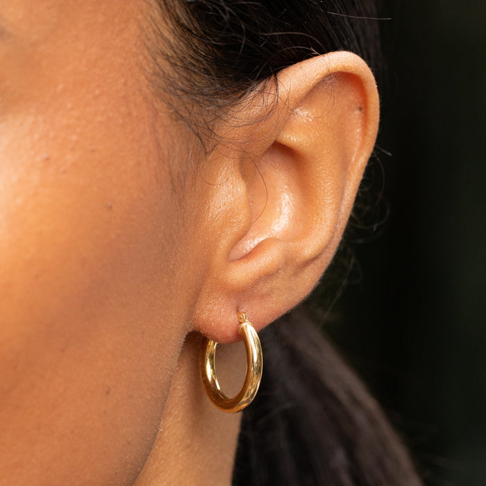 Round Tube 18k Gold Hoop Earrings