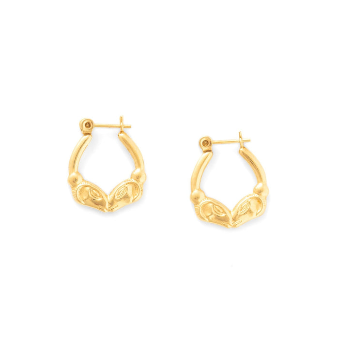 Petite Ram 14k Gold Hoop Earrings