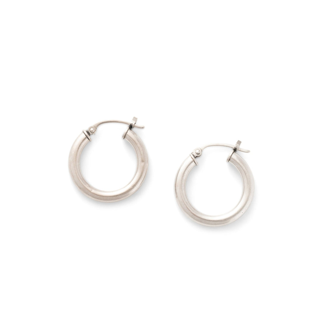 14k White Gold Tube Hoop Earrings