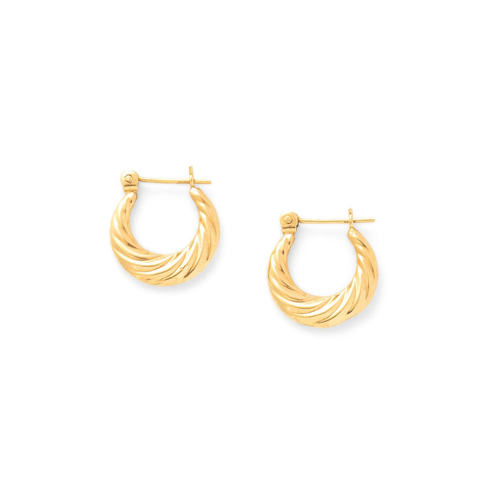 Wavy 14k Gold Petite Hoop Earrings