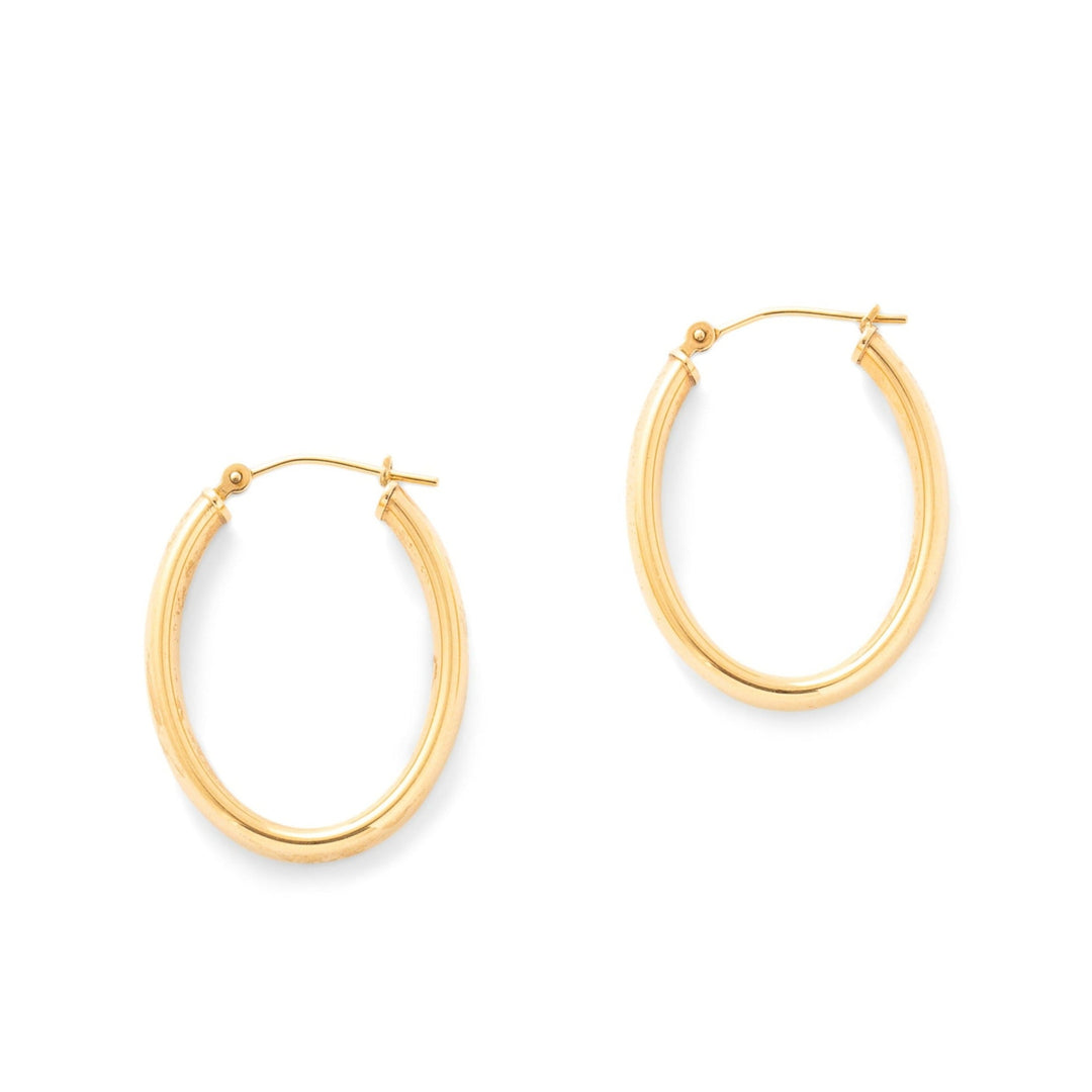 Thick Oval 14K Gold Hoops Earrings