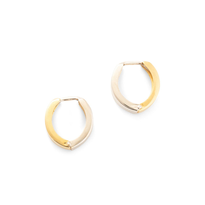 Bi-Color 14K Gold Huggie Hoop Earrings