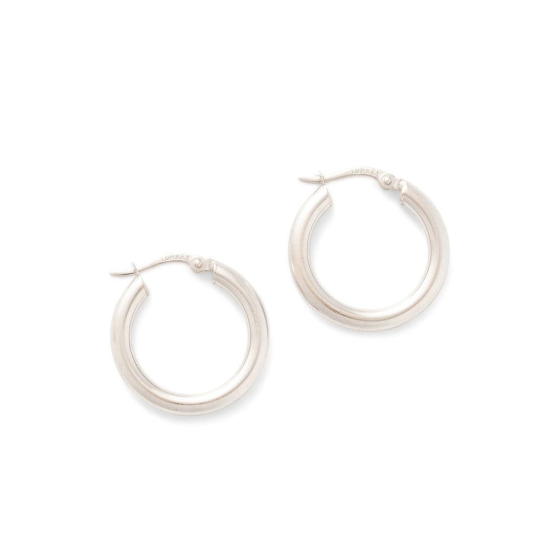 Tube 14k White Gold Hoop Earrings