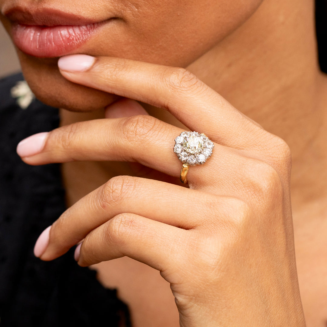 Victorian Diamond Cluster, 18K Gold and Platinum Ring