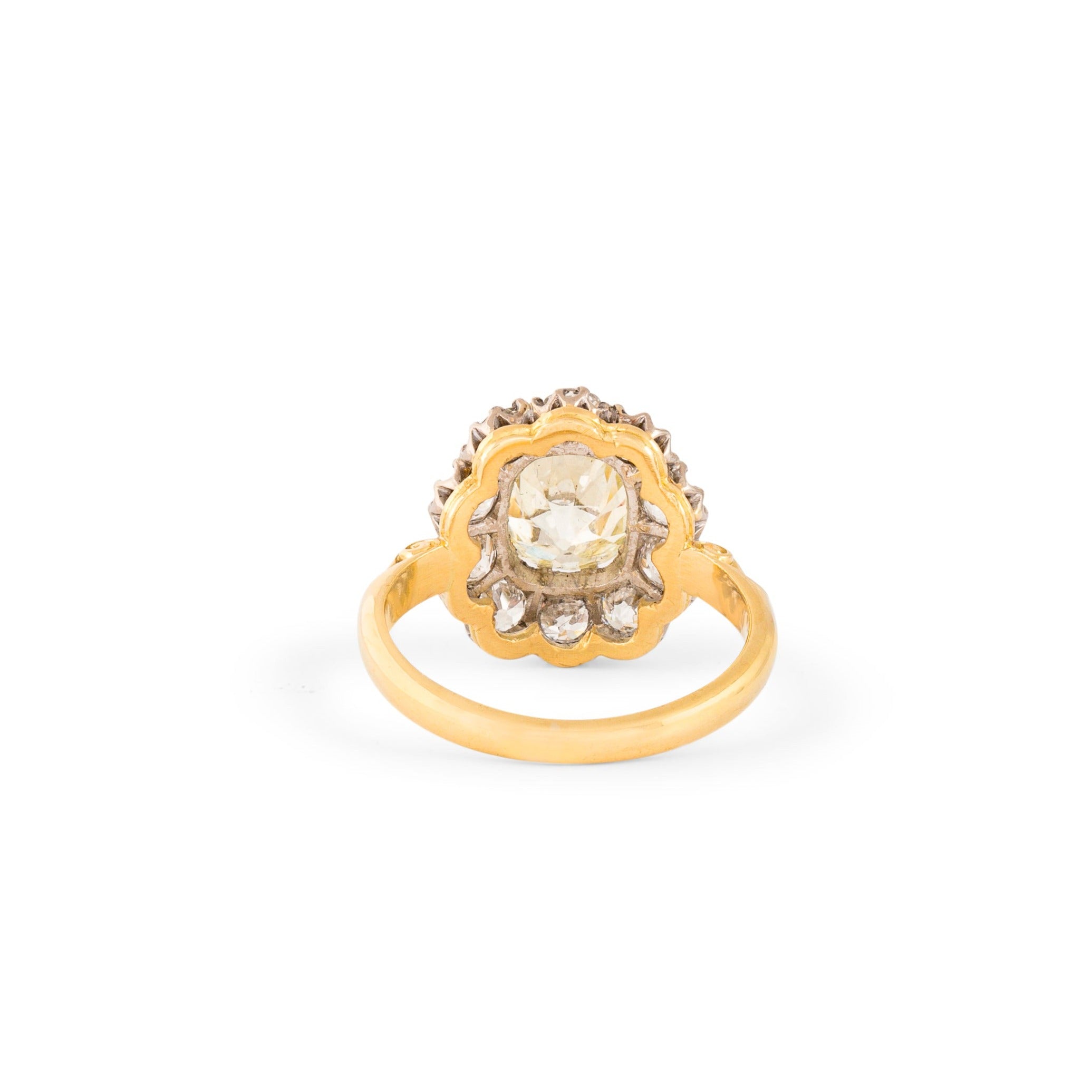 Victorian Diamond Cluster, 18K Gold and Platinum Ring