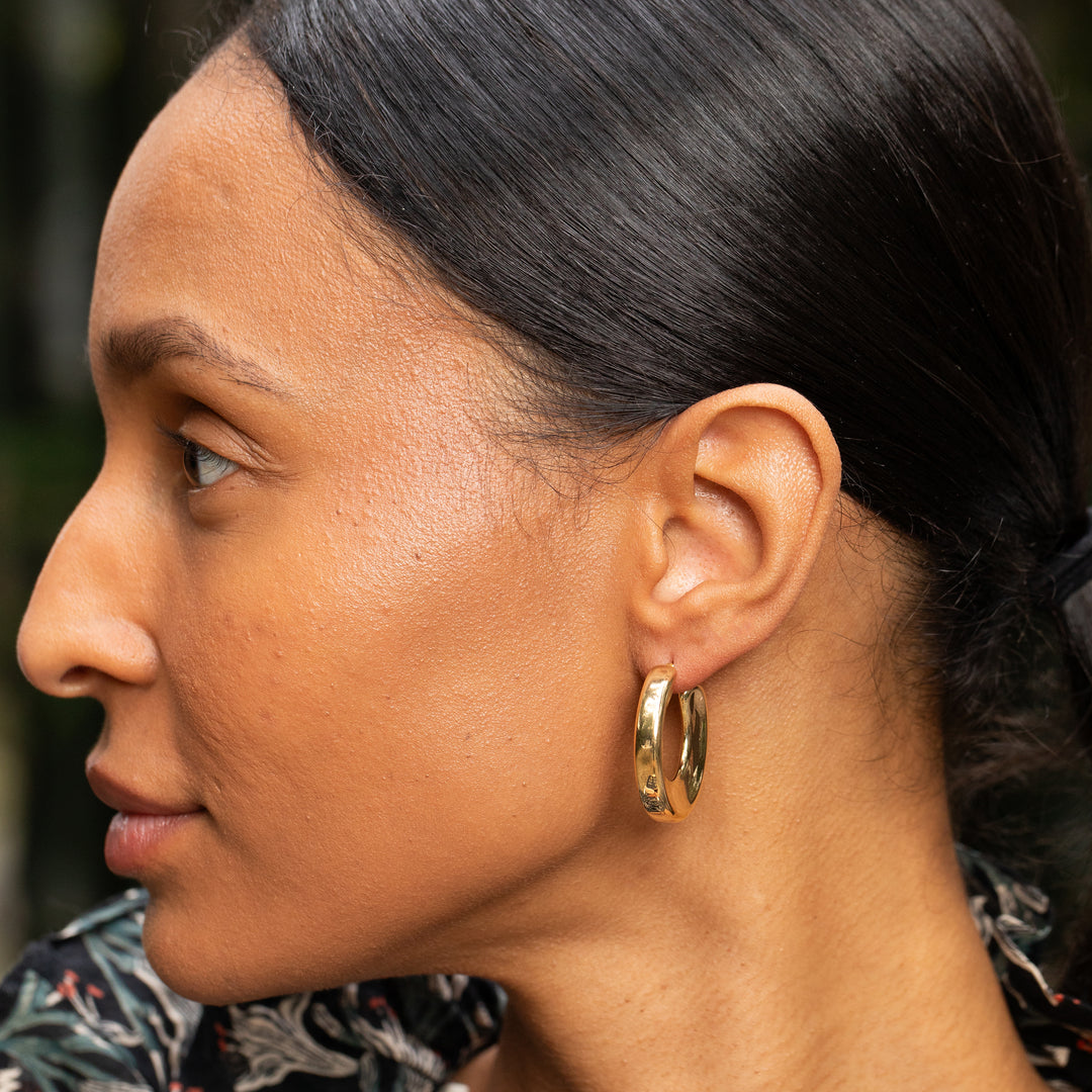 Italian Concave 14k Gold Hoop Earrings