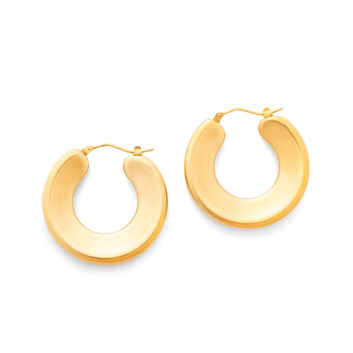 Italian Concave 14k Gold Hoop Earrings