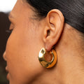 Italian Convex 14k Gold Hoop Earrings