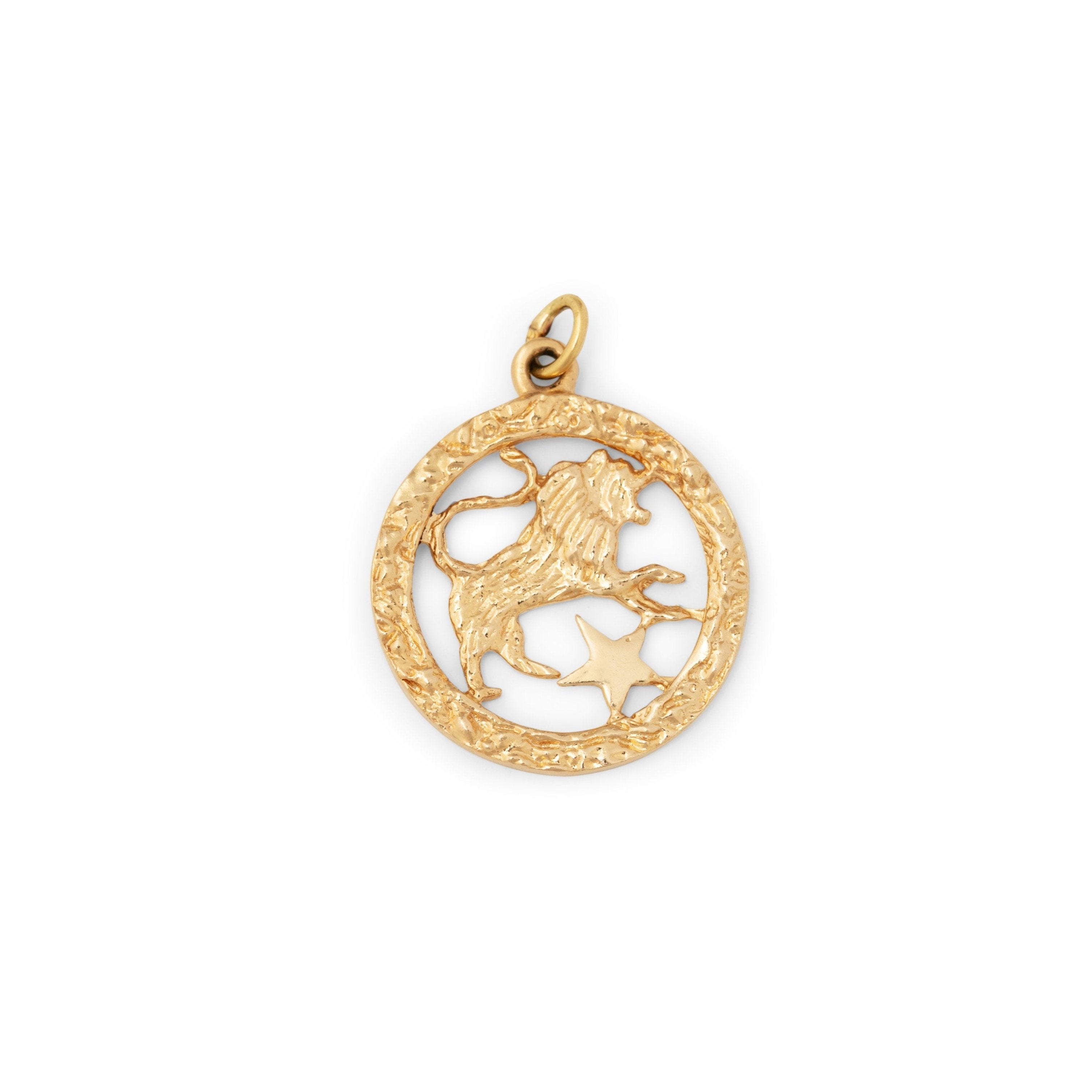 Textured Leo 14K Gold Zodiac Charm