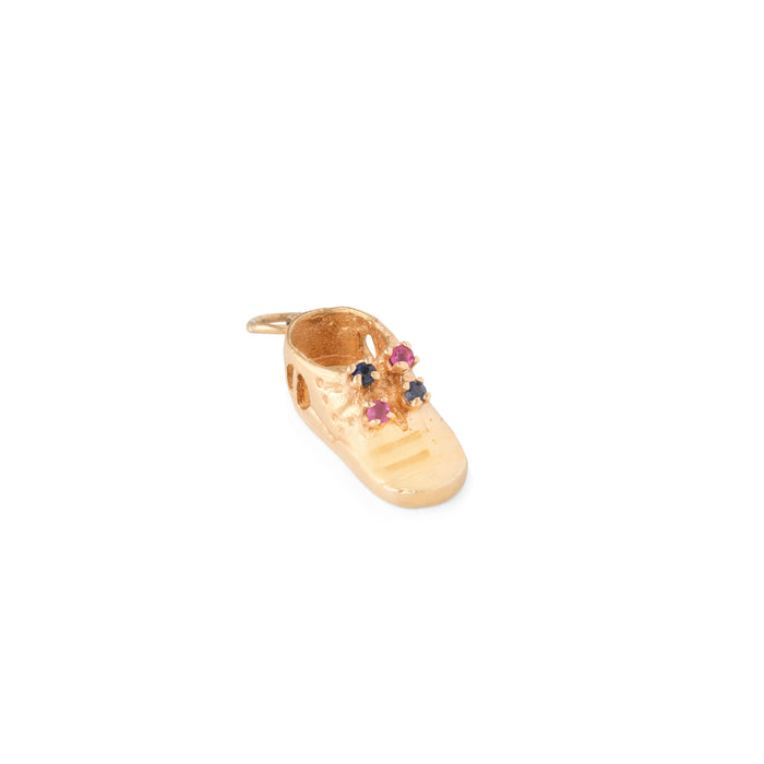 Sapphire and 14k Gold Baby Shoe Charm