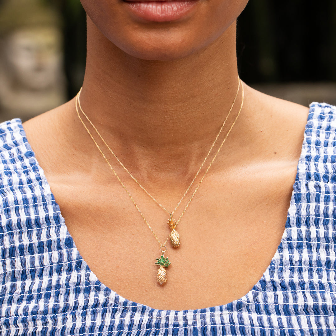 Enamel and 14K Gold Pineapple Charm