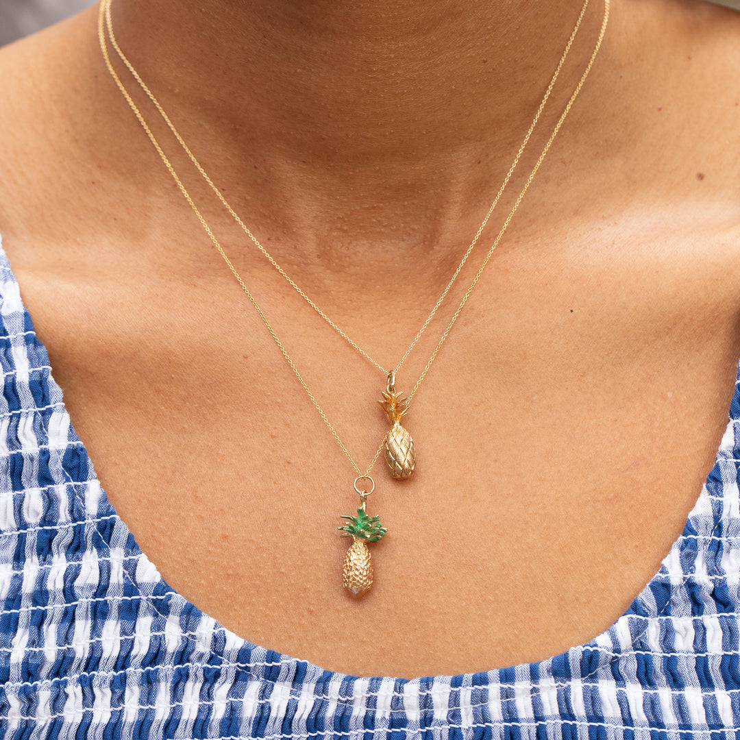 Enamel and 14K Gold Pineapple Charm