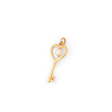 Heart-Shaped 14K Gold And Pearl Key Charm