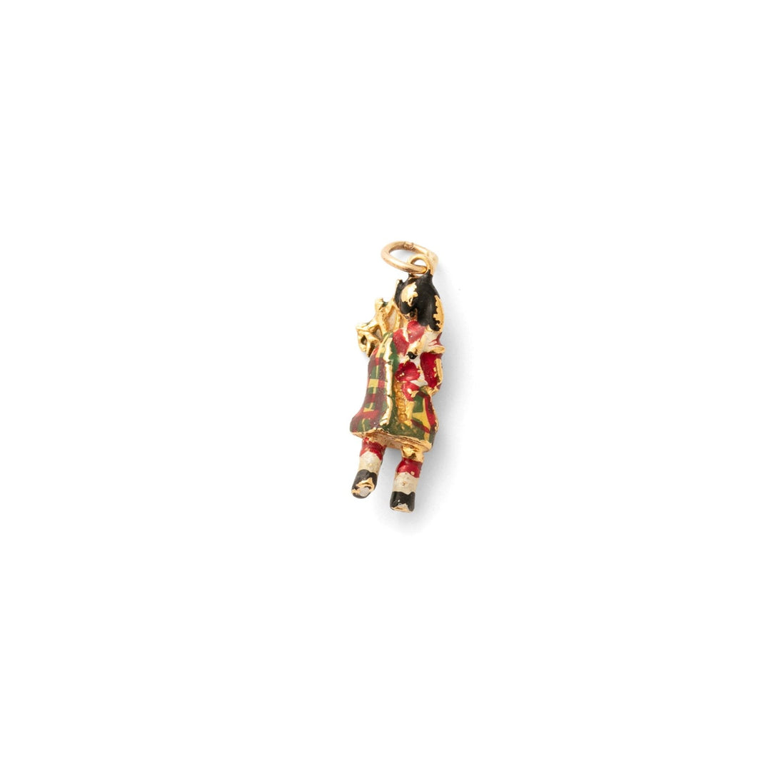 English Bagpipe Player 9k Gold and Enamel Charm