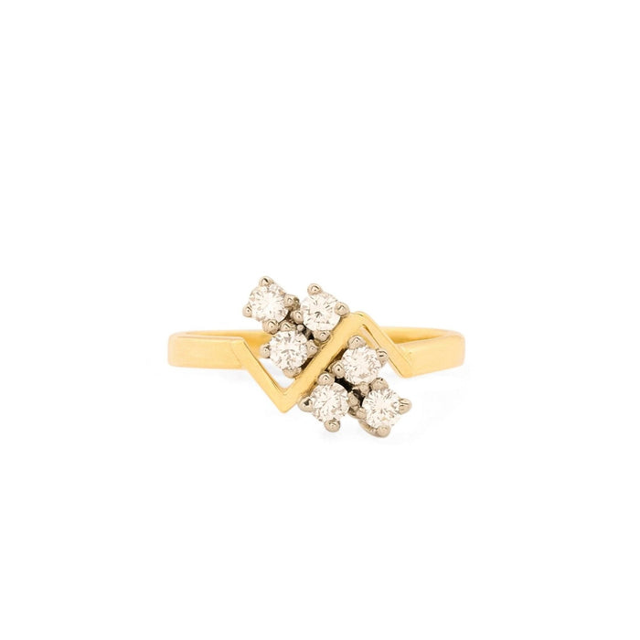 Zigzag Diamond and 14K Gold Ring