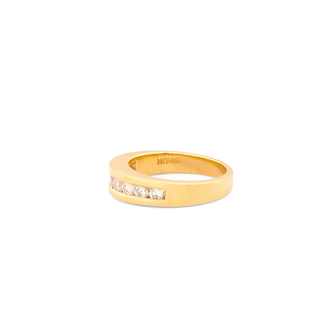 Channel Set Diamond and 14K Gold Half Band Ring