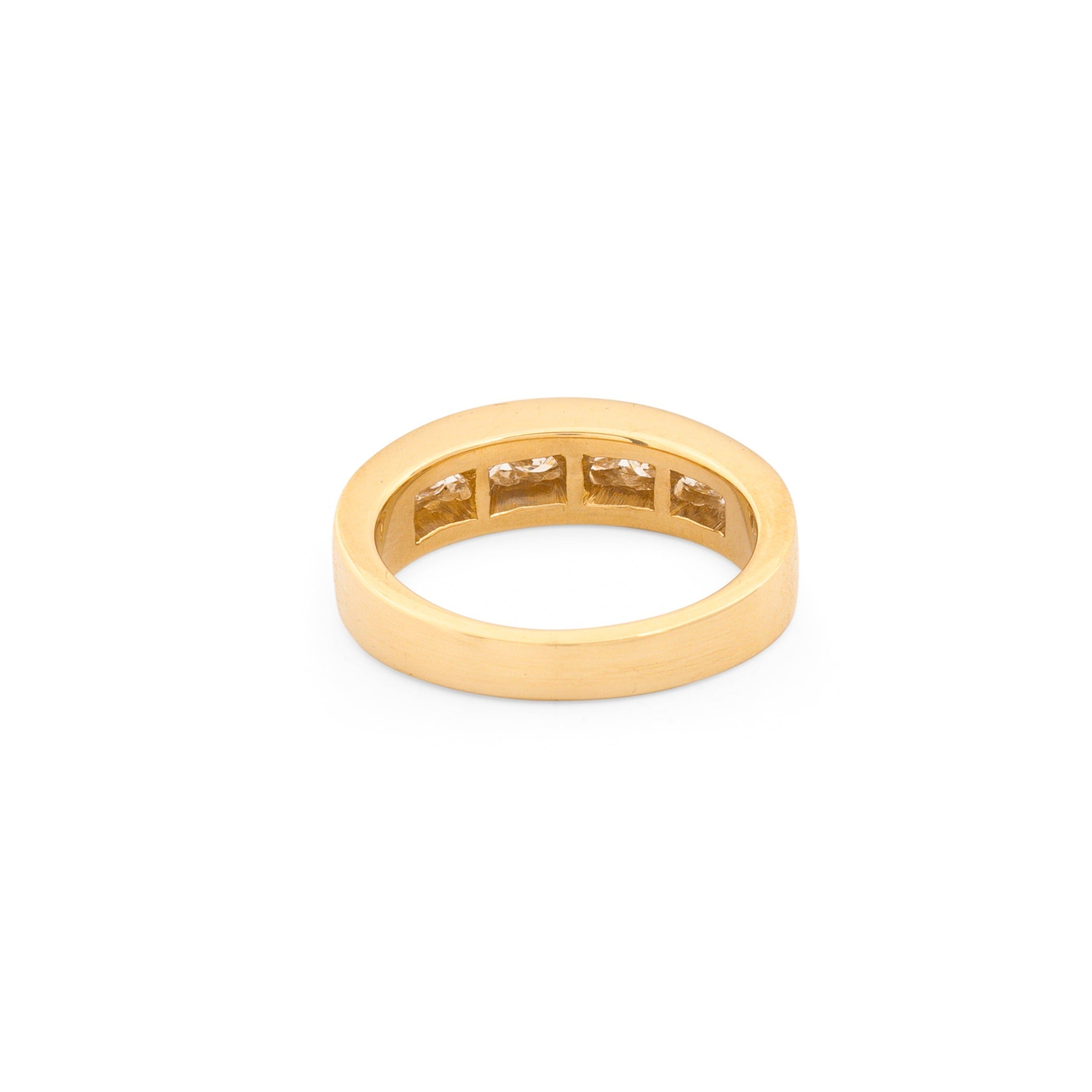 Channel Set Diamond and 14K Gold Half Band Ring