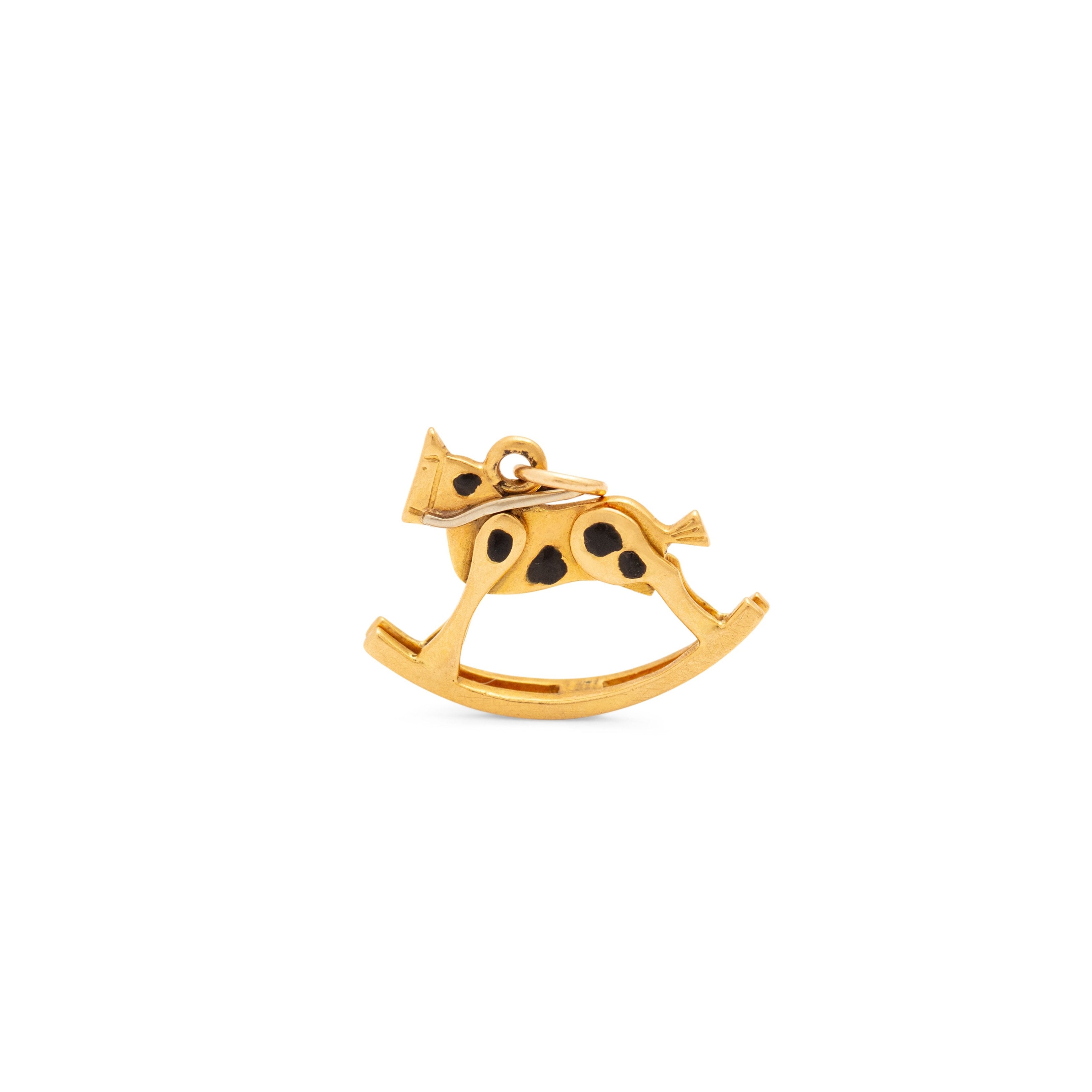 Enamel and 18K Gold Rocking Horse Charm